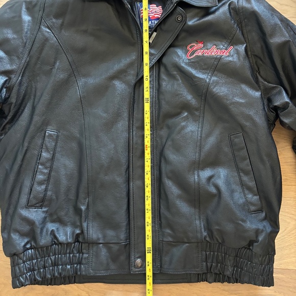 St. Louis Cardinal U.S.A. Leather Jacket Men's Size Large Removable Fleece VTG - Picture 6 of 10